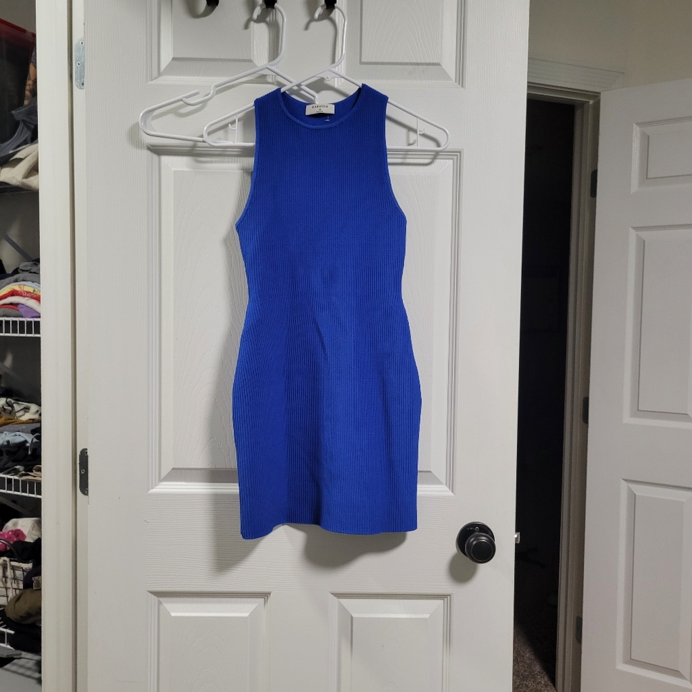 Babaton Blue Halter Mini Dress